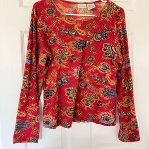 Vintage 90s Beaded Paisley Sequin Y2K Long Sleeve Top